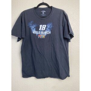 M&M Kyle Bush 18 Nascar Joe Gibbs Racing T-Shirt Mens size Large Black Basic